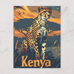 Kenya Cheetah Vintage Vykort