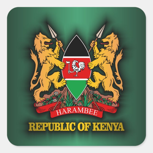 Kenya COA Fyrkantigt Klistermärke (Framsida)