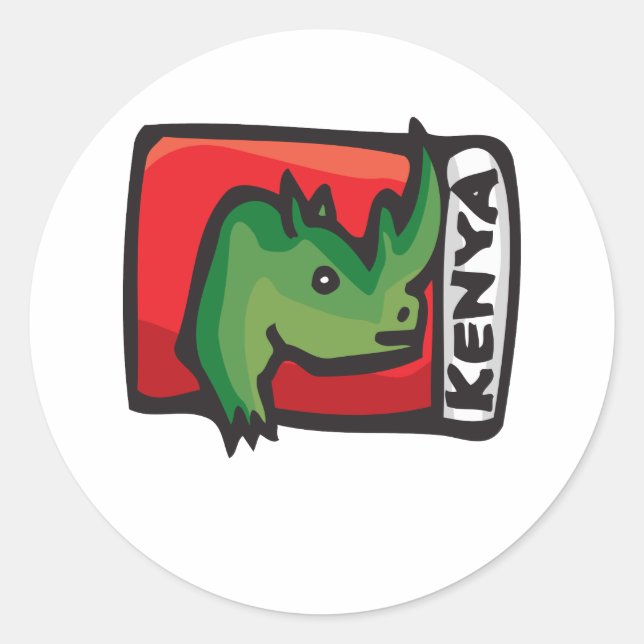 Kenya Design Runt Klistermärke (Framsida)