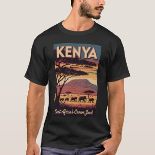 Kenya Elefanter Illustration Resa Konst Vintage T Shirt