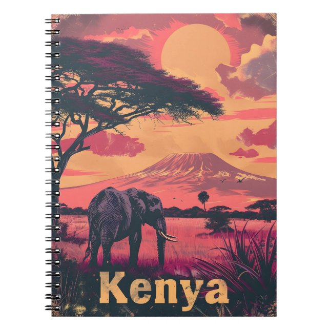 Kenya Elephant Sunset Anteckningsbok (Framsidan)