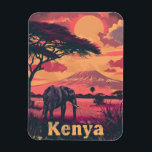 Kenya Elephant Sunset Magnet<br><div class="desc">Lägg dig i Kenyas magiska skönhet med vår resa och illustration. Detta fängslande biet fångar det väsentliga i den afrikanska skymningen, där de stora elefanterna skapar silhuetter mot en kanvas av lila moln vid solnedgången. Bild själv på en awe-inspirerande safari, som bevittnar dessa otroliga varelser i sin naturliga livsmiljö och...</div>