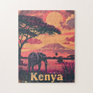 Kenya Elephant Sunset Pussel