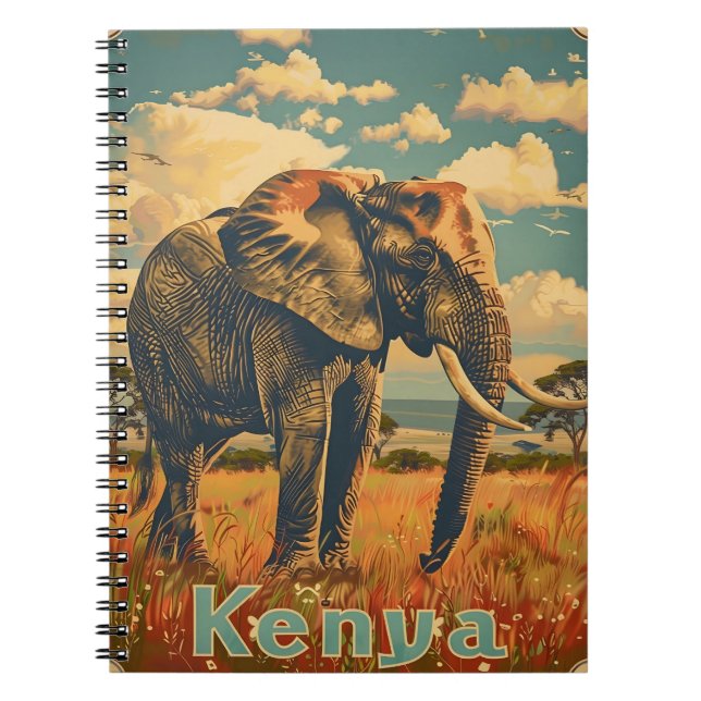 Kenya Elephant Vintage Anteckningsbok (Framsidan)