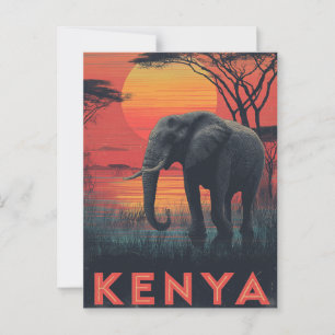 Kenya Elephant vintage Vykort