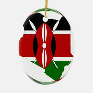 Kenya Firande Colorful Flagga Karta Vector Artwork Julgransprydnad Keramik