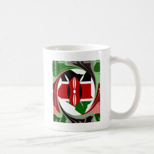 Kenya Firande Colorful Flagga Karta Vector Artwork Kaffemugg