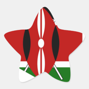 Kenya Firande Colorful Flagga Karta Vector Artwork Stjärnformat Klistermärke