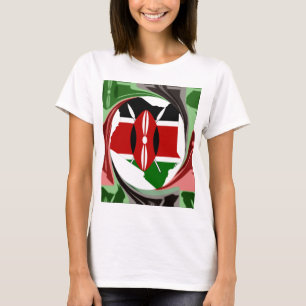 Kenya Firande Colorful Flagga Karta Vector Artwork Tee Shirt