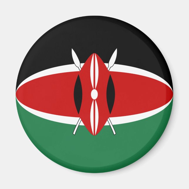 Kenya Fisheye Flagga Magnet (Framsidan)