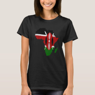Kenya Flagga Afrika Kontinent Silhuett Present för T Shirt