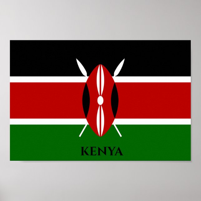 Kenya Flagga, Afrika Poster (Framsidan)