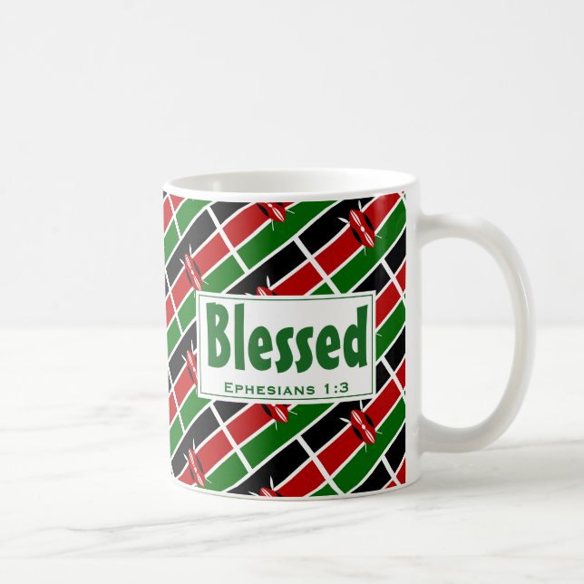 KENYA FLAGGA Anpassningsbar Scripture BLESSED Keny Kaffemugg (Höger)