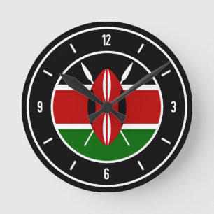 Kenya Flagga Elegant Rund Klocka
