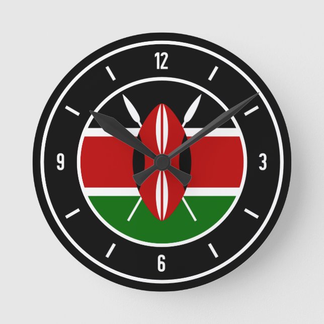 Kenya Flagga Elegant Rund Klocka (Framsida)