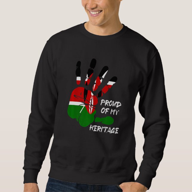 Kenya Flagga Finger Handprint Afrika Kenya Lång Ärmad Tröja (Framsida)