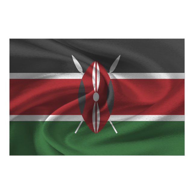 Kenya Flagga Fototryck (Framsidan)