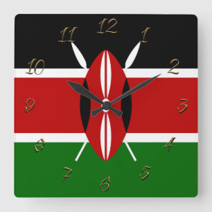 Kenya flagga fyrkantig klocka