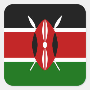 Kenya Flagga Fyrkantigt Klistermärke