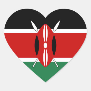 Kenya Flagga Heart Sticker Hjärtformat Klistermärke