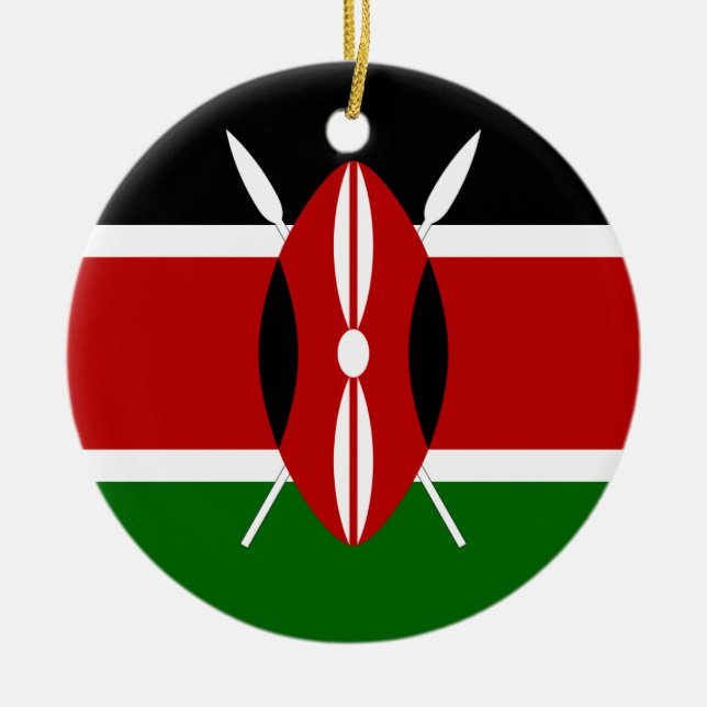 Kenya Flagga Julgransprydnad Keramik (Framsidan)