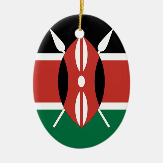 Kenya flagga julgransprydnad keramik (Framsidan)
