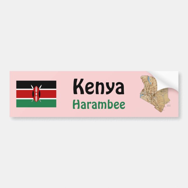 Kenya Flagga + Karta Bumper Sticker Bildekal (Framsidan)