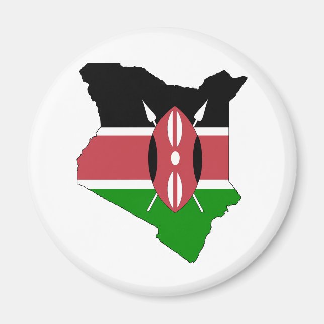 Kenya Flagga Karta fullt storlek Magnet (Framsidan)
