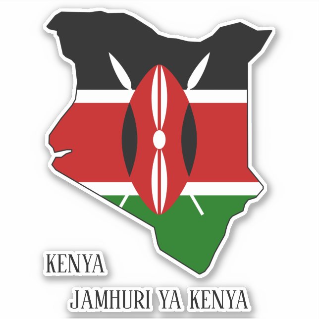 Kenya Flagga Karta Patriotic Klistermärken (Framsida)
