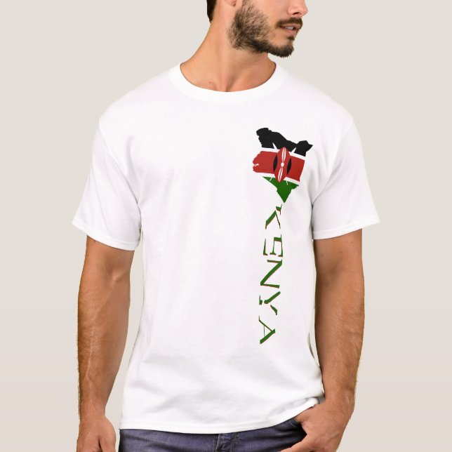 Kenya Flagga Karta T Shirt (Framsida)