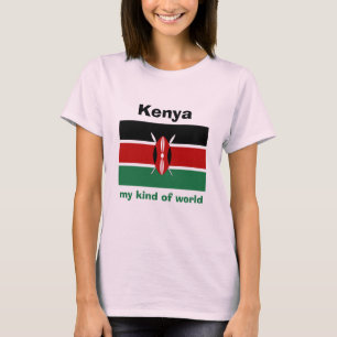 Kenya Flagga + Karta + Text T-Shirt