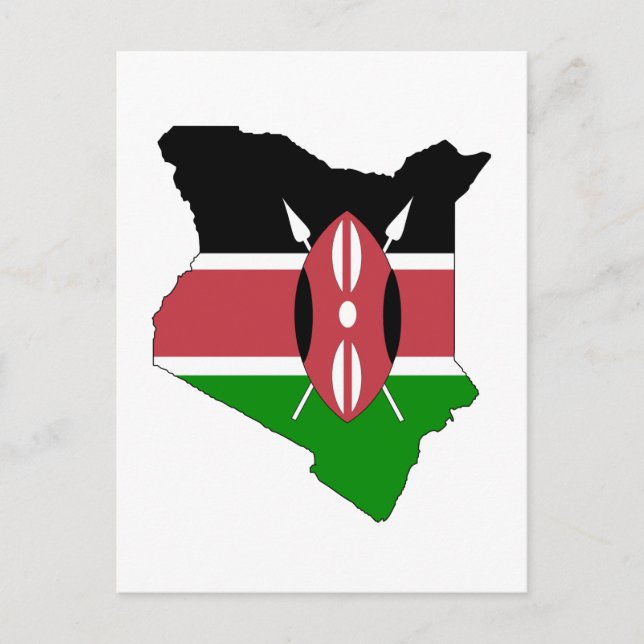Kenya flagga karta vykort (Framsida)