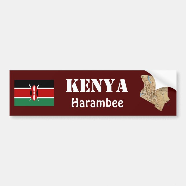 Kenya flagga + Kartabildekal Bildekal (Framsidan)