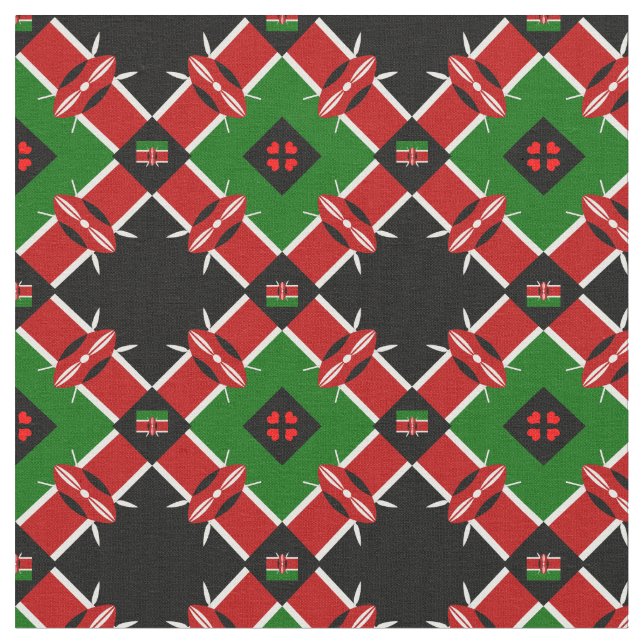 Kenya Flagga & Kenya Trendig Fabric/mode Tyg (Närbild)