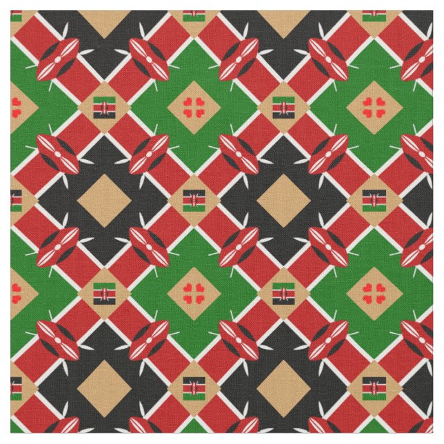 Kenya Flagga & Kenya Trendig Fabric/mode Tyg (Närbild)