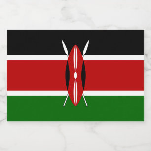 Kenya Flagga Mat Etiketter
