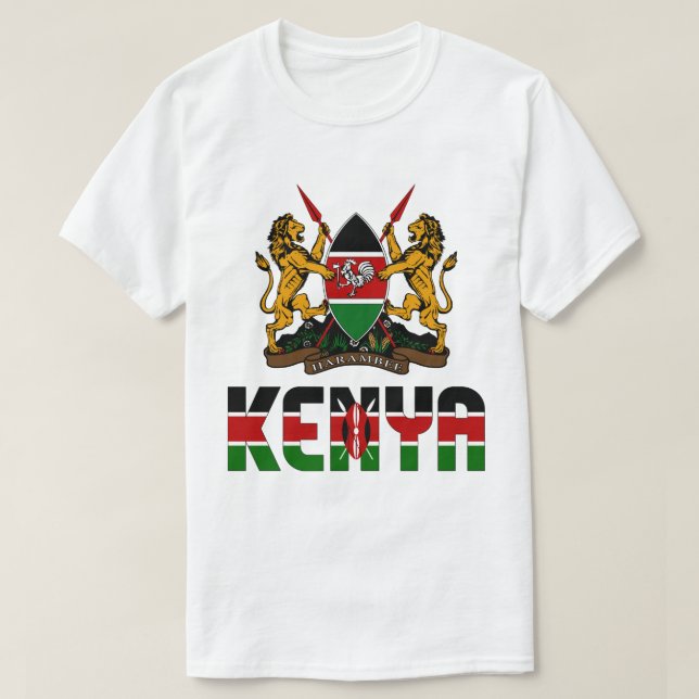 Kenya Flagga och Jacka av Arm Patriotic T Shirt (Design framsida)