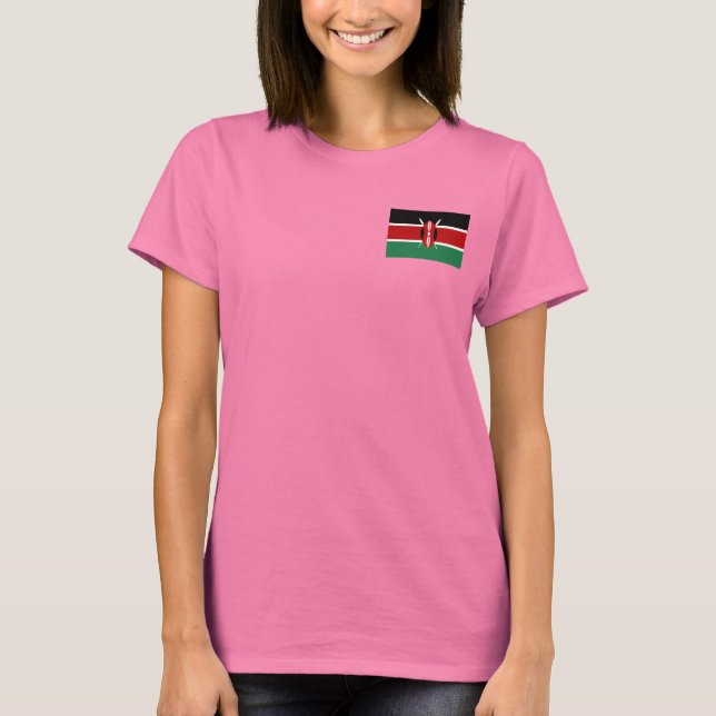 Kenya Flagga och Karta dk T-Shirt (Framsida)