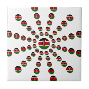 Kenya Flagga Radial Mönster: Patriotic Art & Decor Kakelplatta