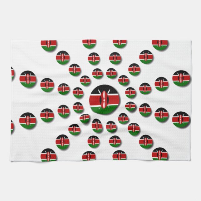 Kenya Flagga Radial Mönster: Patriotic Art & Decor Kökshandduk (Horisontell)