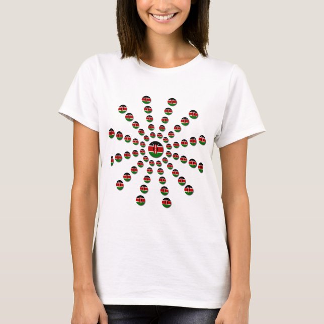 Kenya Flagga Radial Mönster: Patriotic Art & Decor Tee Shirt (Framsida)