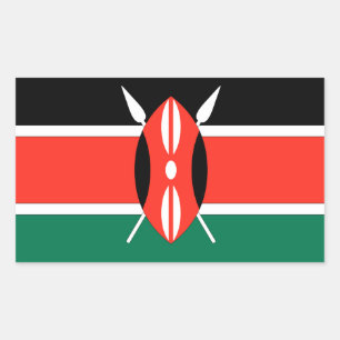 Kenya Flagga Rektangulärt Klistermärke