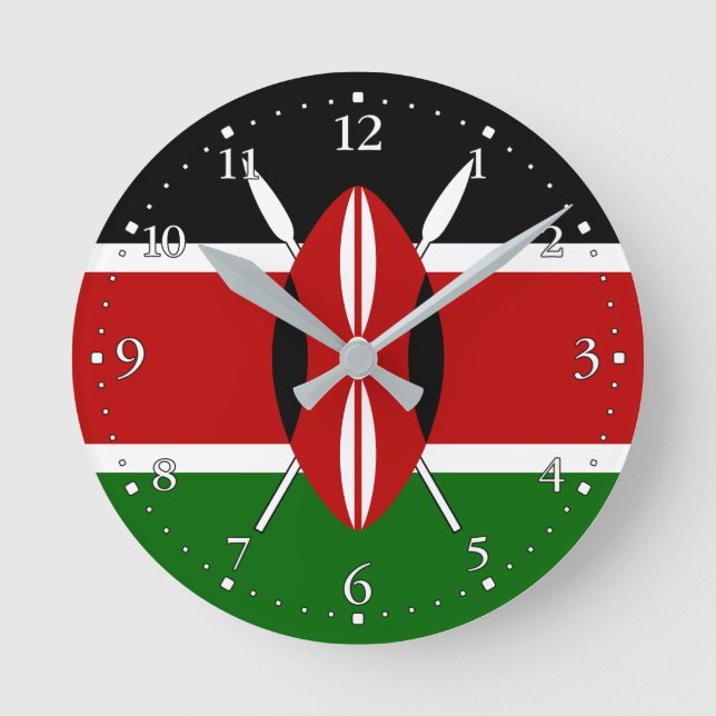 Kenya Flagga Rund Klocka (Framsida)