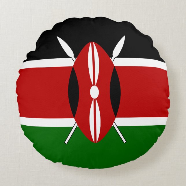 Kenya Flagga Rund Kudde (Framsidan)