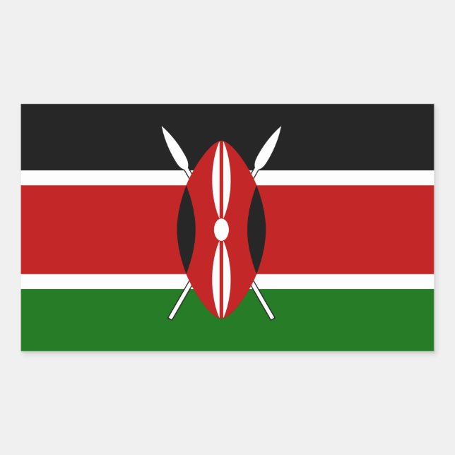 Kenya* Flagga Sticker Rektangulärt Klistermärke (Framsida)