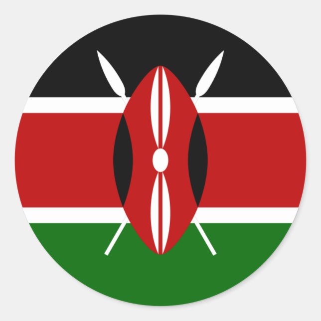 Kenya Flagga Sticker Runt Klistermärke (Framsida)
