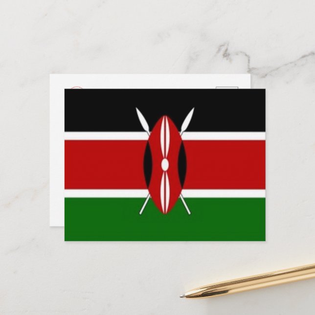 Kenya - Flagga - Vykort (Fram/Back In Situ)