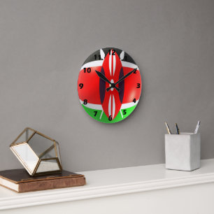 Kenya Flagga Wall Clock Rund Klocka