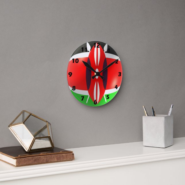Kenya Flagga Wall Clock Rund Klocka (Kontor)