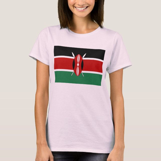 Kenya Flagga x Karta T-Shirt (Framsida)